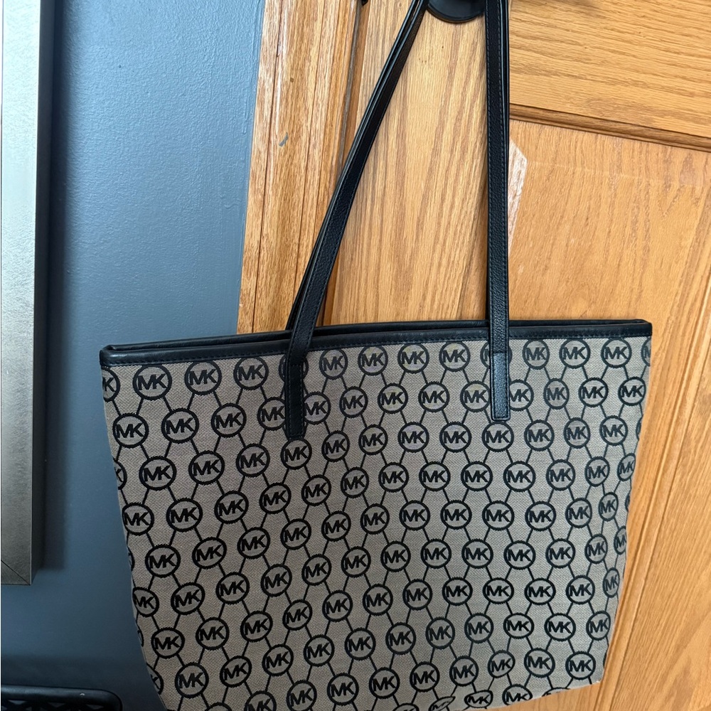 Michael Kors Monogram Black and Tan Tote